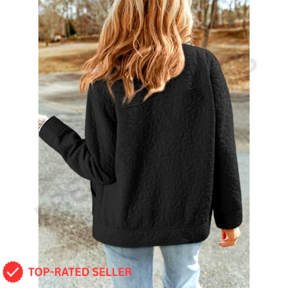 Oversized Jacquard Shacket, Button Down Collar, L… - image 2